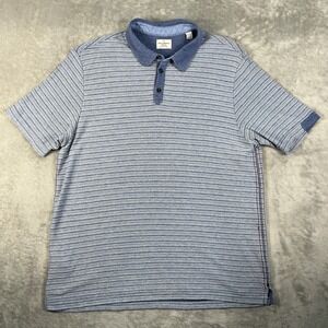 Tommy Bahama Jeans Striped Polo Shirt XL Blue Cotton Island Crafted Casual